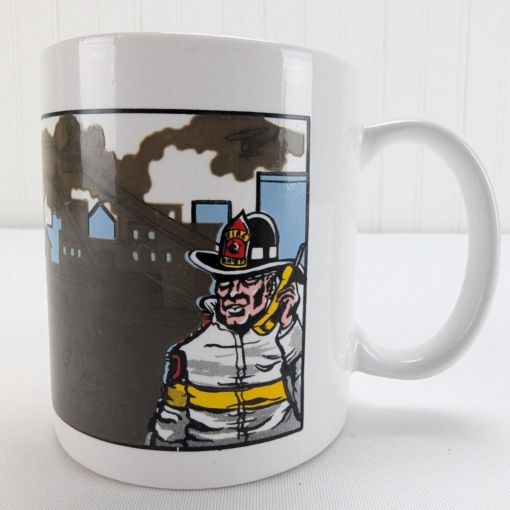 Vintage Linyi Silver Phoenix Coffee Mug Firefighter Wondermugs Heat Rare